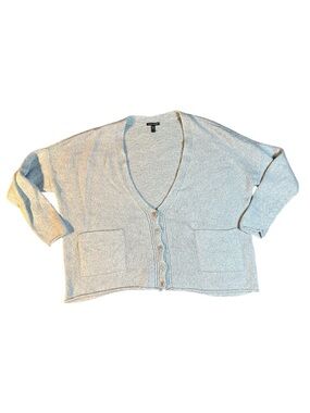 Eileen Fisher Light Blue V-Neck Knit Cardigan Sweater 1x